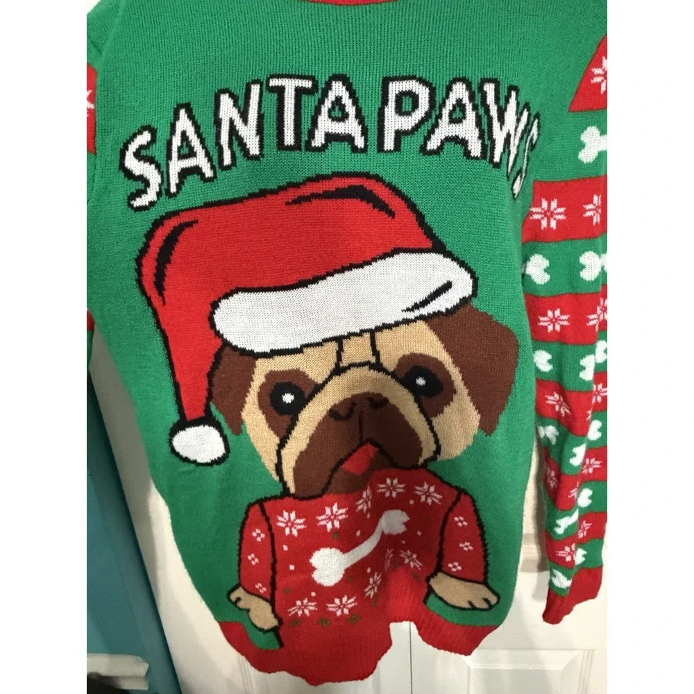 T Stars Women's Santa Paws Dog Christmas Sweater Size Small‎